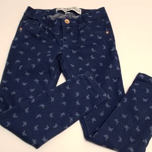 Girls Butterfly Print Skinny Jeans